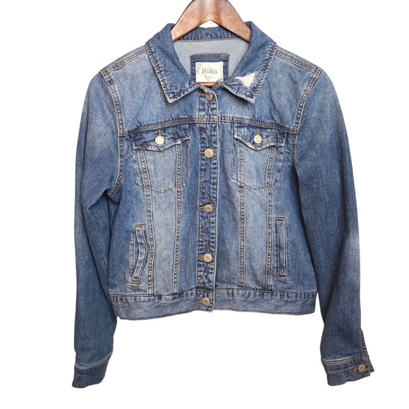 Mudd Jackets & Blazers - Mudd Womens Denim Jacket Blue Jean Button Up Distressed Classic XL